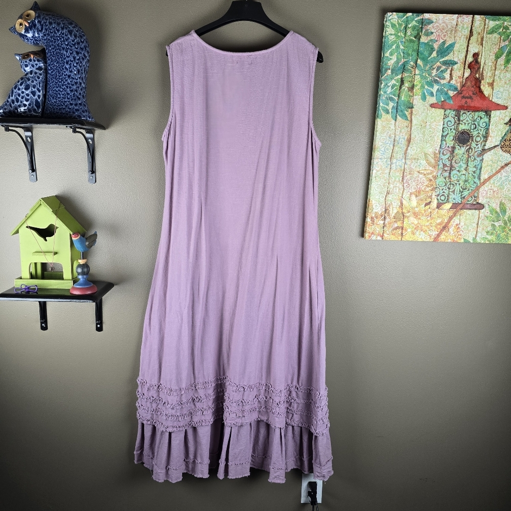 Apu A People United Mauve Sleeveless Boho Shabby Chic Maxi Dress Large - Picture 3 of 16